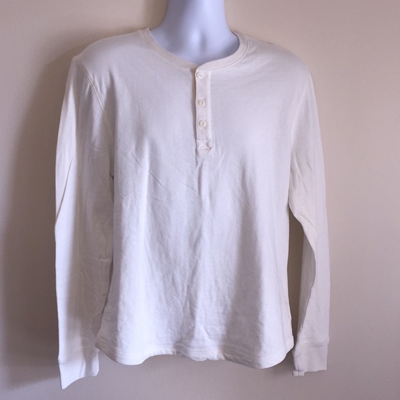 GAP Shirts Gap Men Long Sleeve White Button Down Henley L Poshmark